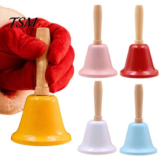 Metal Service Bell Hand Call Bell, Loud Christmas Jingle with Wooden Handle, Handle Small Musical Instrument for Kids Adults School Church Wedding