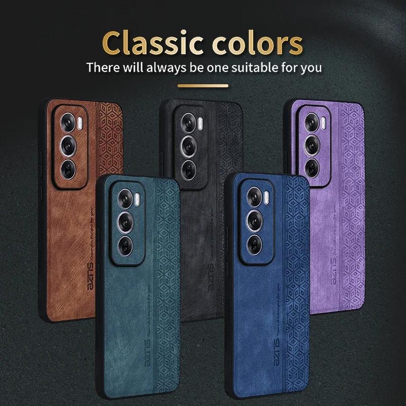 Роскошный 3D чехол из тисненой кожи для Oppo Reno 10 11 12 Pro 10 ProPlus, с эффектом кожи, мягкими краями, прочным бампером, задняя крышка, Funda