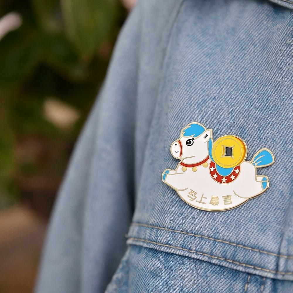 Cute Animal Brooch Cartoon Steed Brooch Badge Pins Zodiac Horse Brooch  Women Accessories