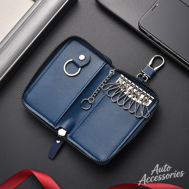 SQLI6 Leather Car Key Cover Case Multifunction Unisex Zipper Wallet Accessory For BMW 1 3 5 7 Series X1 X3 X4 X5 F10 F15 F16 F20 M3 M4