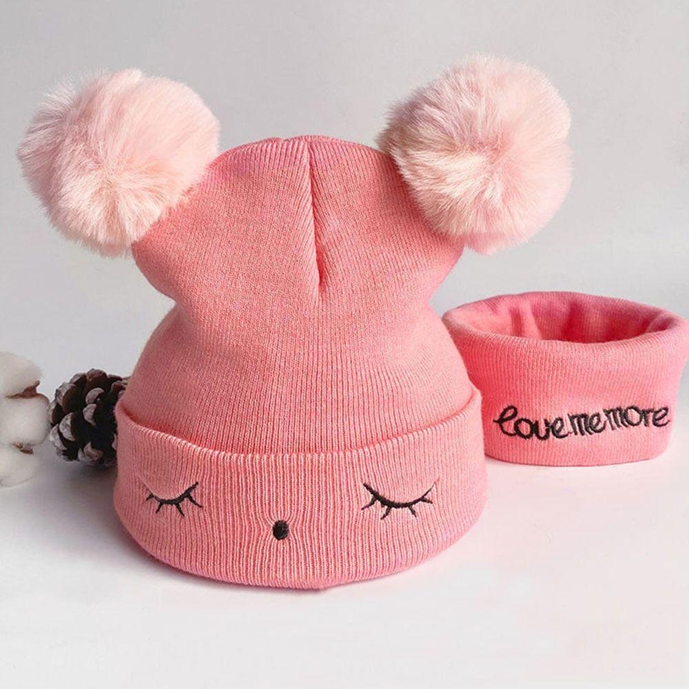 Windproof Baby Beanie Cap Ear Protection Hat Scarf Set Winter Kids Knitted Hat Toddler