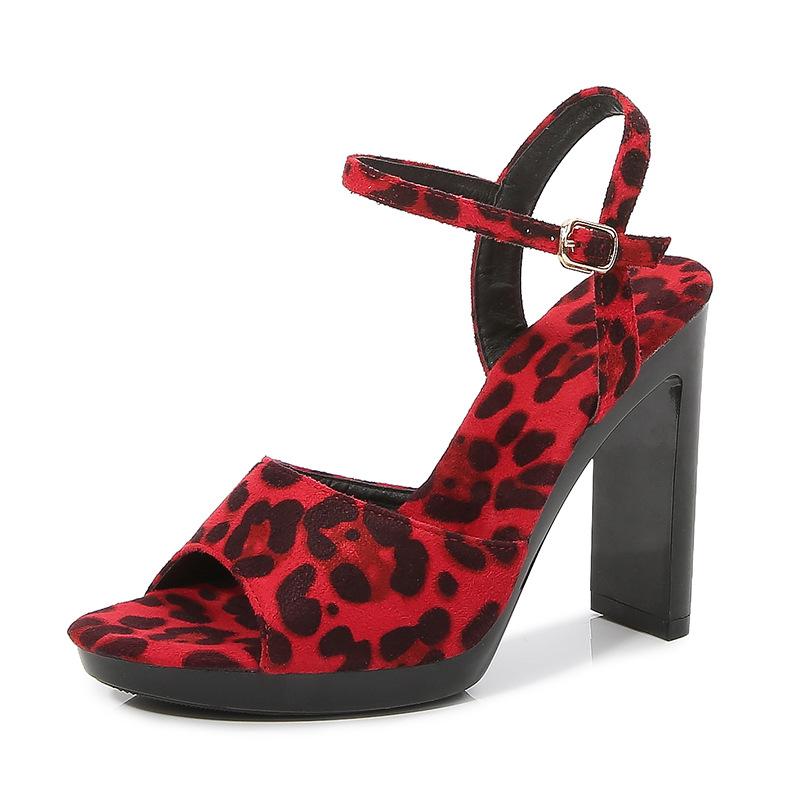 Женские сексуальные босоножки с леопардовым принтом на высоком каблуке 11 см для ночного клуба, модная модель большого размера, высокое качество обуви