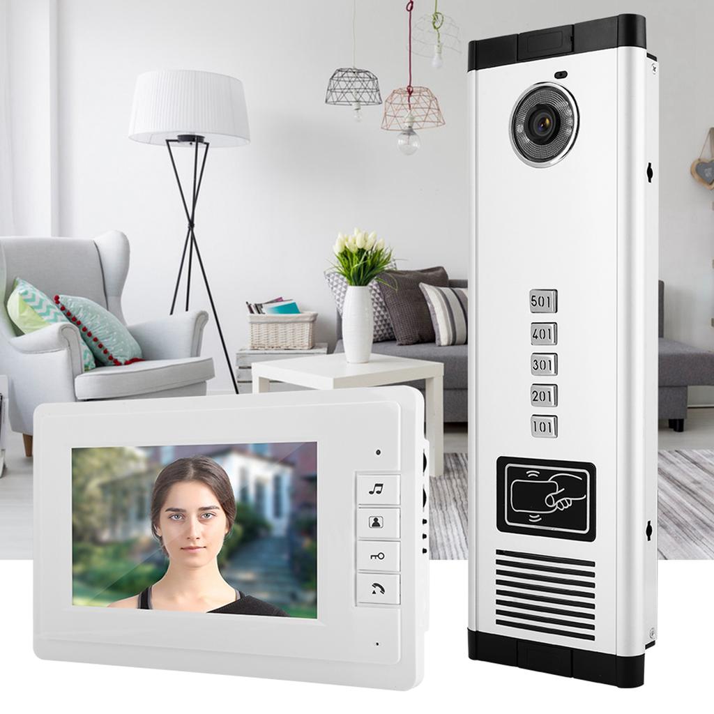 7-дюймовый HD ИК-видеодомофон дверной звонок одна камера с пятью мониторами
