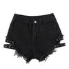 Side Strap Studded Denim Shorts Baggy Ripped High-waisted Jeans Wide Leg Slimming Worn Hot Pants Women