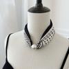 Pearl Necklace Women's Magnetic Buckle Silk Scarf High-end Spring and Summer New Niche Wear Printed Silk Scarf Scarf