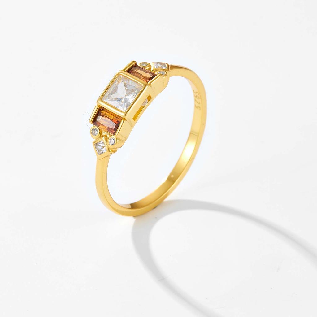 ANDYWEN Кольцо из стерлингового серебра 925 пробы, золото, коричневый, белый, прозрачный квадратный циркон, женское кольцо, роскошные ювелирные изделия в стиле рок-панк, подарок