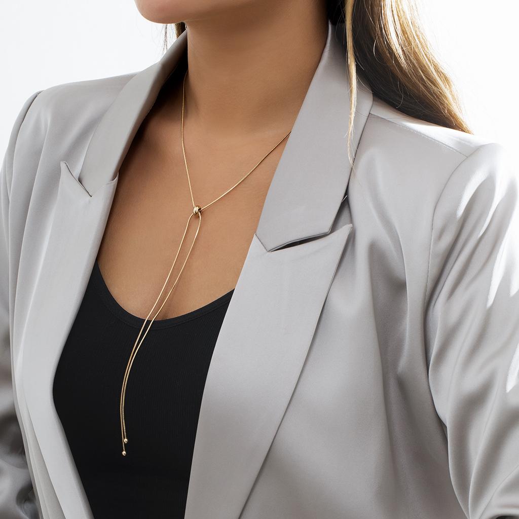 Accessories, Simple and Versatile Long Fringed Necklaces, Stylish Adjustable Metal Collarbone Chain Necklaces