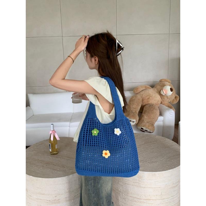 Женская сумка, плетеная вручную, вязаная сумка, простая, выдолбленная, сумка через плечо