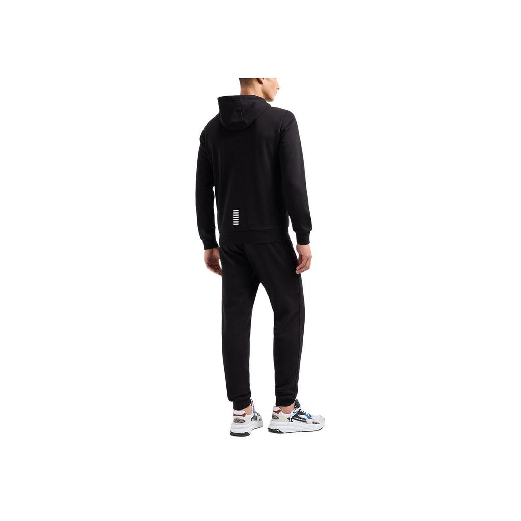 Emporio Armani EA7 Осень/Зима 24 Худи на молнии с принтом-логотипом из букв, с длинным рукавом, повседневный спортивный костюм, мужской костюм, черный 8NPV68-PJVTZ-1200