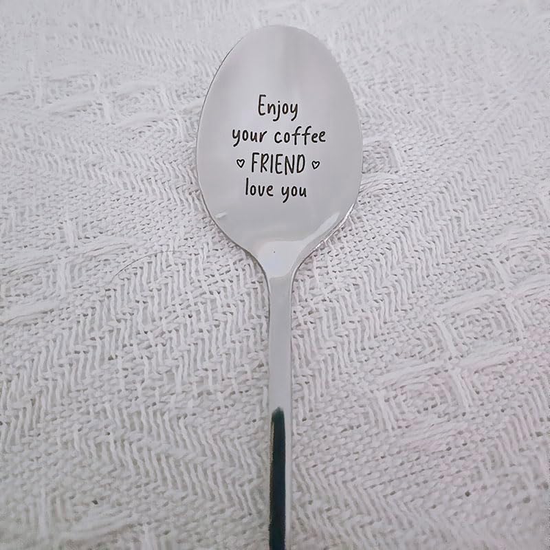 Coffee Gifts for Best Friends Spoon Gift for Women Girls Friendship Gifts for Best Friend Enjoy Your Coffee Friend Love You Spoon for BFF Bestie Tea