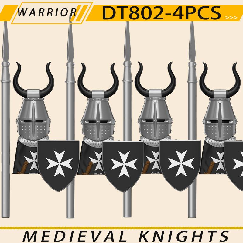 Medieval Military Jerusalem Tripoli Knight Building Blocks Castle Lionheart Hospital Teutonic Soldier Figures Warrior Bricks Toy