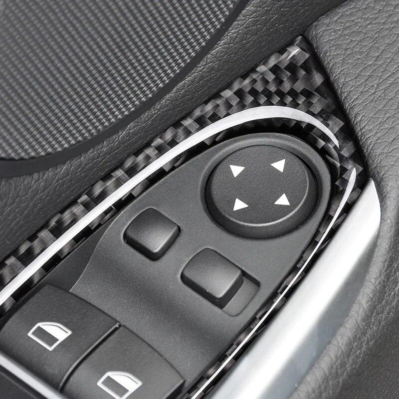 4PCS For BMW F07 5GT 2011-2017 Carbon Fiber Car Window Lifter Control Frame Window Switch Decor Armrest Panel Sticker Accessorie