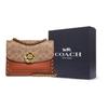 Coach Parker 18 Studded Camellia Chain Flap Shoulder Bag Coated Canvas And Calfskin Crossbody Bag Small Women Shoulder Bag Khaki Brown 30592-B4RU
