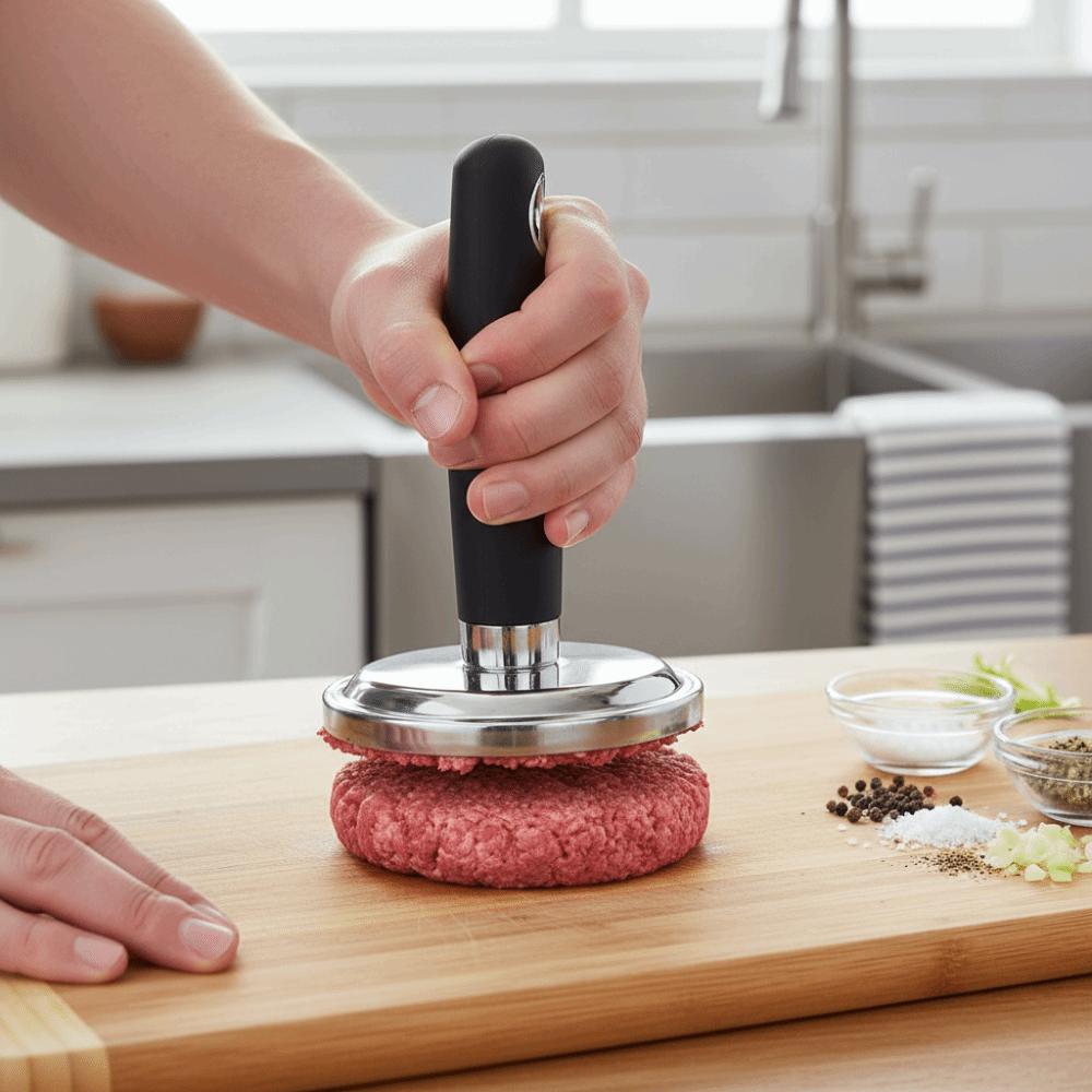 Практичная ручная форма-пресс из нержавеющей стали для мясных пирогов, круглая, антипригарная, пресс для котлет, долговечный, для подвешивания котлет, говядина
