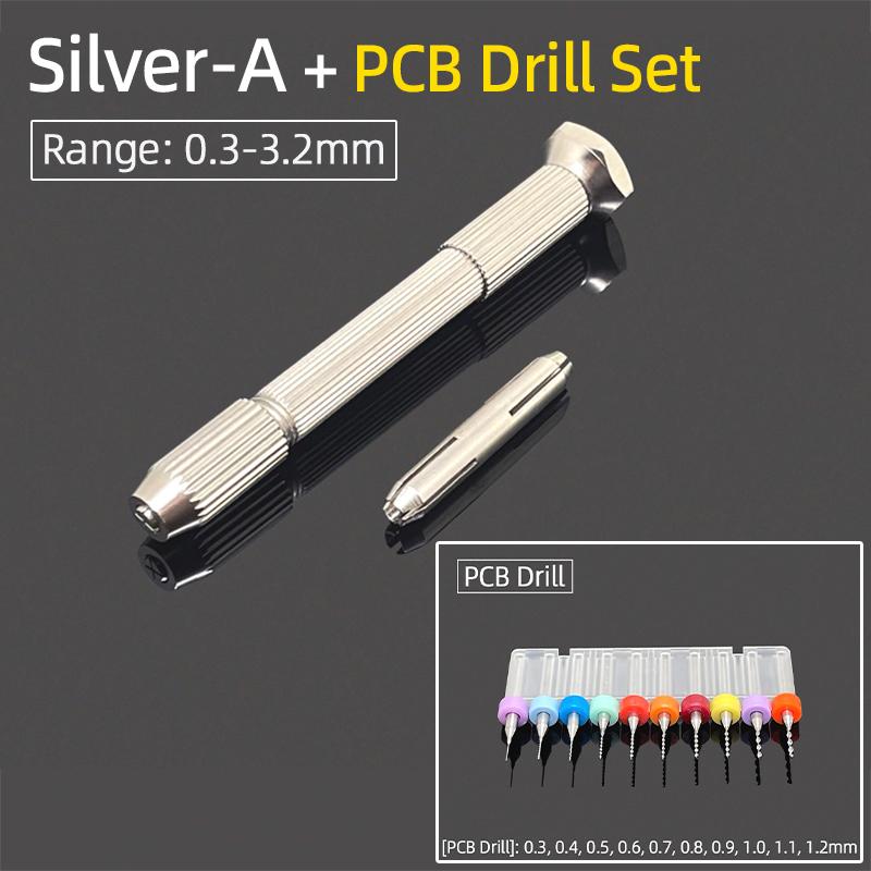 Мини-микро-алюминиевая двойная ручная дрель 0,3-3,2 мм, бесключевой патрон, ручные вращающиеся инструменты, ювелирные изделия, часы, сверление + спиральные сверла