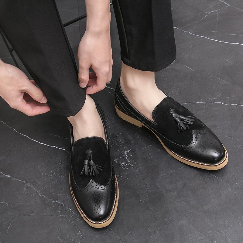 Мужские повседневные кожаные туфли слипоны с роскошным узором и кисточками, мужские туфли-лоферы в британском стиле слипоны, мужские новые мокасины