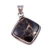 Natural Black Copper Turquoise 925 Solid Sterling Silver Gift Pendant 1.50" W2A74