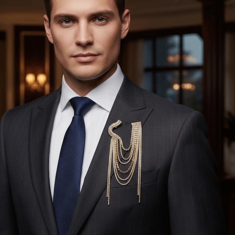Epaulets Rhinestone Tassel Brooch Tassel Chain Shoulder Flash Fringe Shoulder Mark Men Women