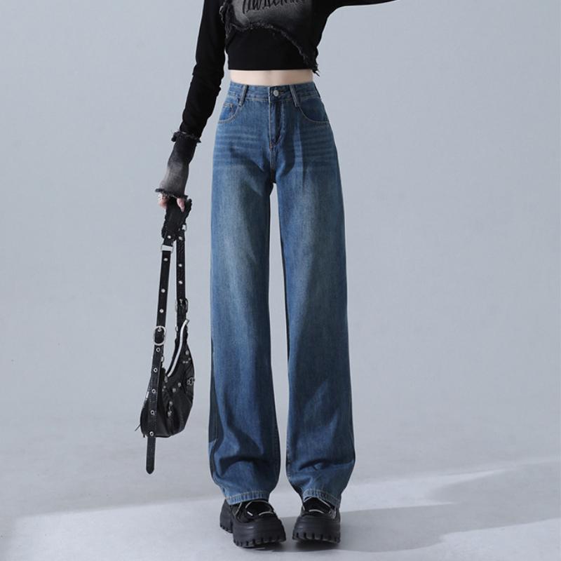 Women's Stretchy Jeans High Waisted Slimming Straight Leg Solid Color Denim Pants New Style Office Lady Jean for 2025 Spring Autumn