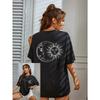 Модная Повседневная Черная Футболка Одежда Простой Круглый Вырез Рукав Женская С Принтом Харадзюку Рукав Одежда