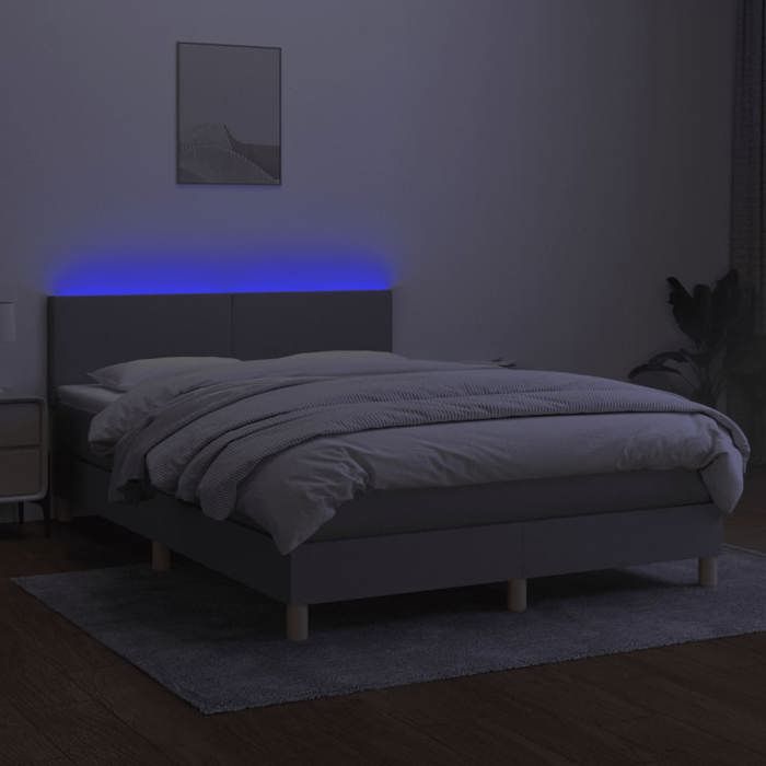 Maison Exclusive - Sommier à lattes de lit et matelas et LED Gris clair 140x200 cm