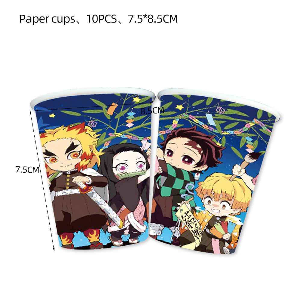 Kimetu No Yaiba Kids Birthday Party Decoration Tableware Paper Cups Plates Napkins Demon Slayer Theme Baby Shower Boys Supplies