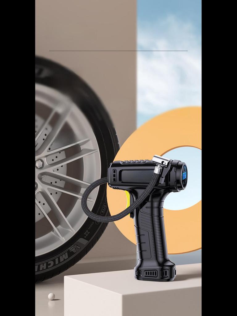 Портативный автомобильный воздушный насос с беспроводной зарядкой, интеллектуальным цифровым дисплеем и портативным дизайном — идеально подходит для домашнего использования и использования в дороге.