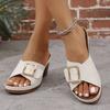 Fashion Women Metal Buckle Slippers Flats Platform Flip Flops Shoes Female Summer Beach Sandals Fashion New Casual Open Toe Slides