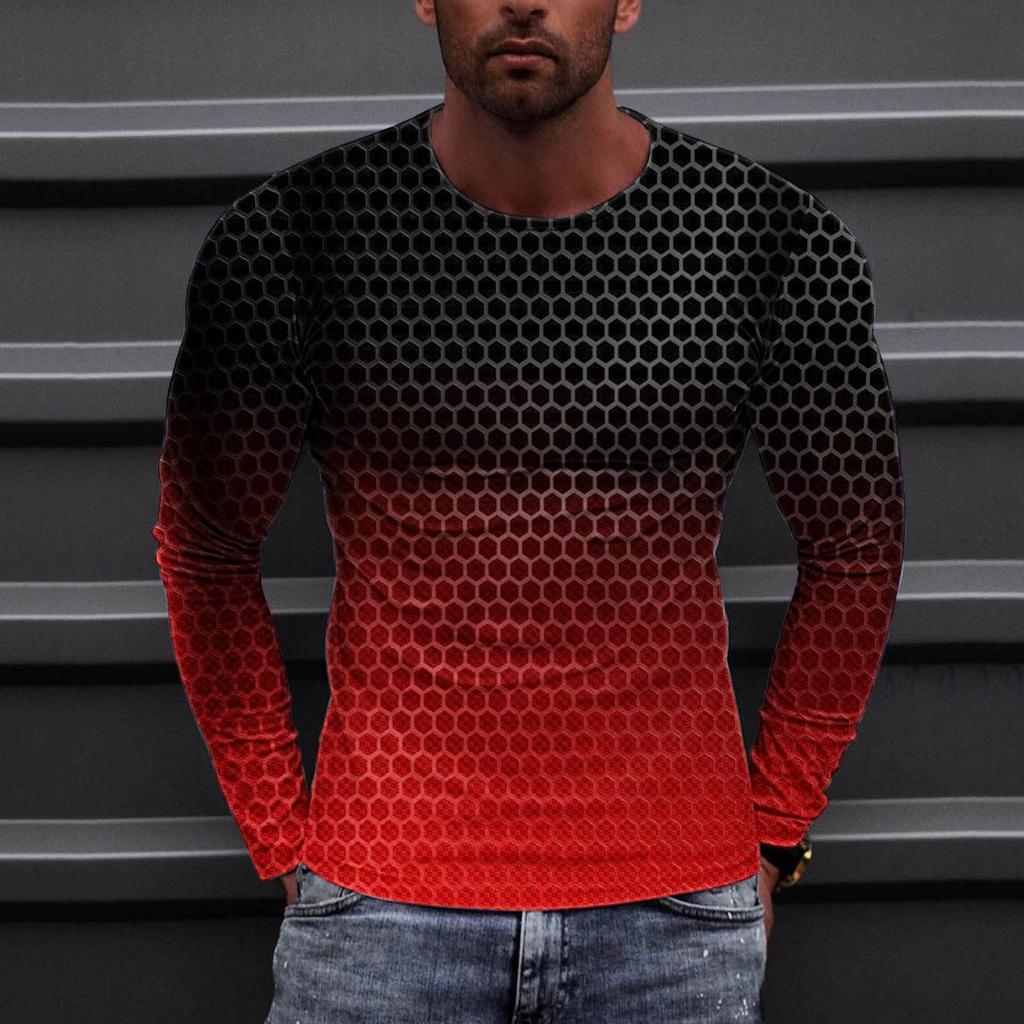 Муж. Футболка Круглый вырез Одежда Одежда На открытом воздухе Длинный рукав С принтом Модельер Винтаж