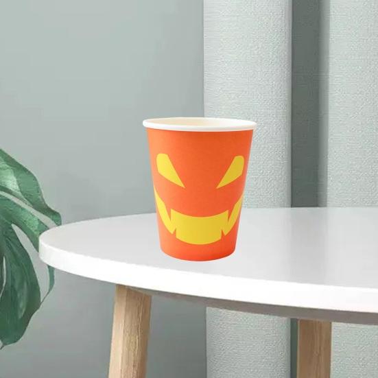 10Pcs Halloween Pumpkin Paper Plates Festive Tableware Halloween Thanksgiving Oil Resistant Dinner Plates for Harvest Parties