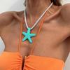 Boho Colorful Metal Big Starfish Pendant Necklace Earrings For Women Summer Y2K Jewelry Gift
