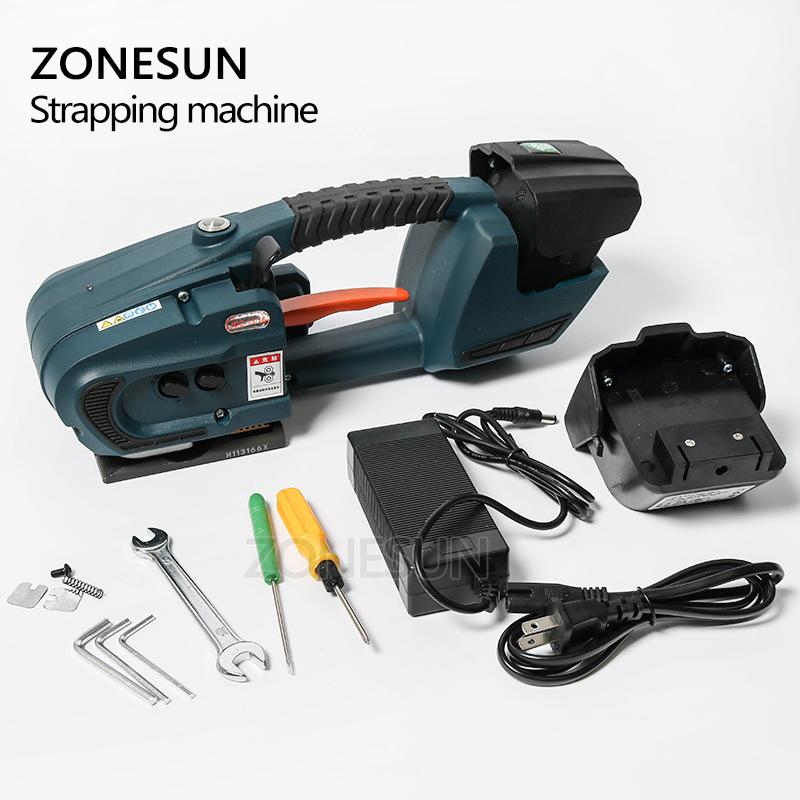 ZONESUN ZS-JDC16 13мм-16мм ПЭТ ПП Пластиковая обвязочная машина Инструменты Аккумуляторная лентообвязочная машина С 2 аккумуляторами