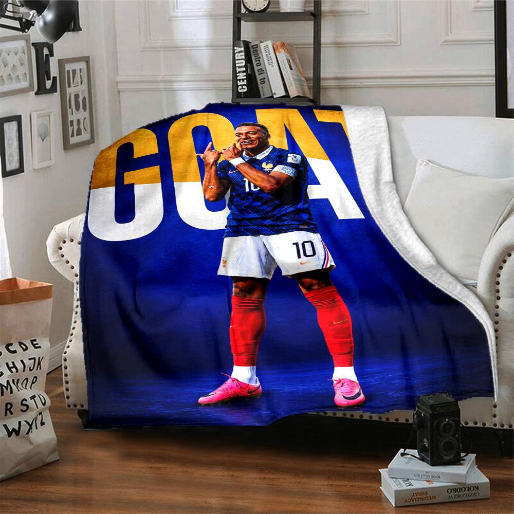 Star Player Kylian Mbappé Blanket Soft Warm Cozy Great for Sofa Office Chair Picnics for All Seasons Playful Design
