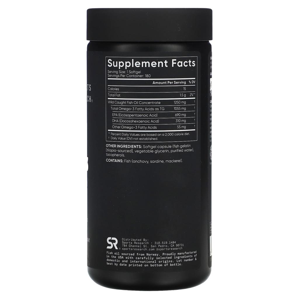 Omega 3 Fish Oil, Triple Strength, 180 Softgels