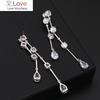 Luxury Round Zircon Long Drop Earrings With Silver Color Tassel Korean Wedding Earring For Women Party Jewelry