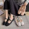 Breathable lace mesh single shoes 2026 spring and summer new flat women's shoes bow light mouth Mary Jane shoes