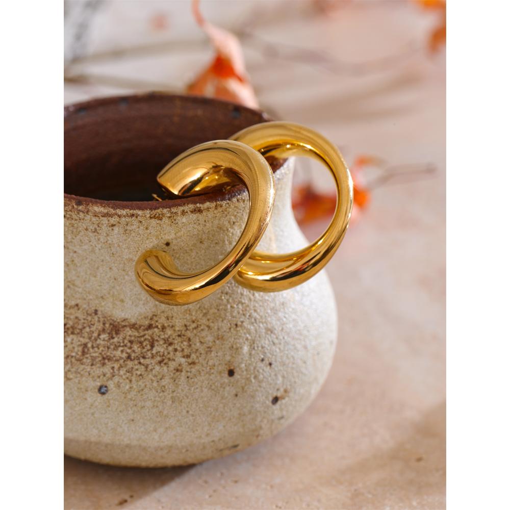 Eetit Минималистичные серьги необычной формы в виде буквы С из нержавеющей стали, модные, персонализированные, универсальные, повседневные, очаровательные, водонепроницаемые