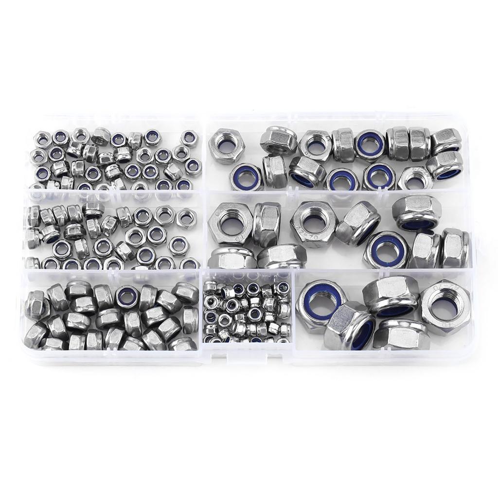 165 шт. Набор контргаек из нейлона SS304 из нержавеющей стали M3 M4 M5 M6 M8 M10 M12