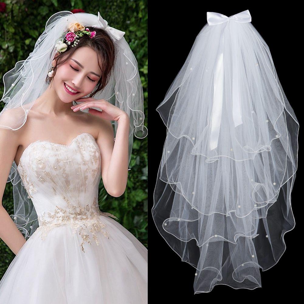 New Photo Veil White Ivory Two Layer Wedding Veil Bridal Veil With Comb Women's Tulle