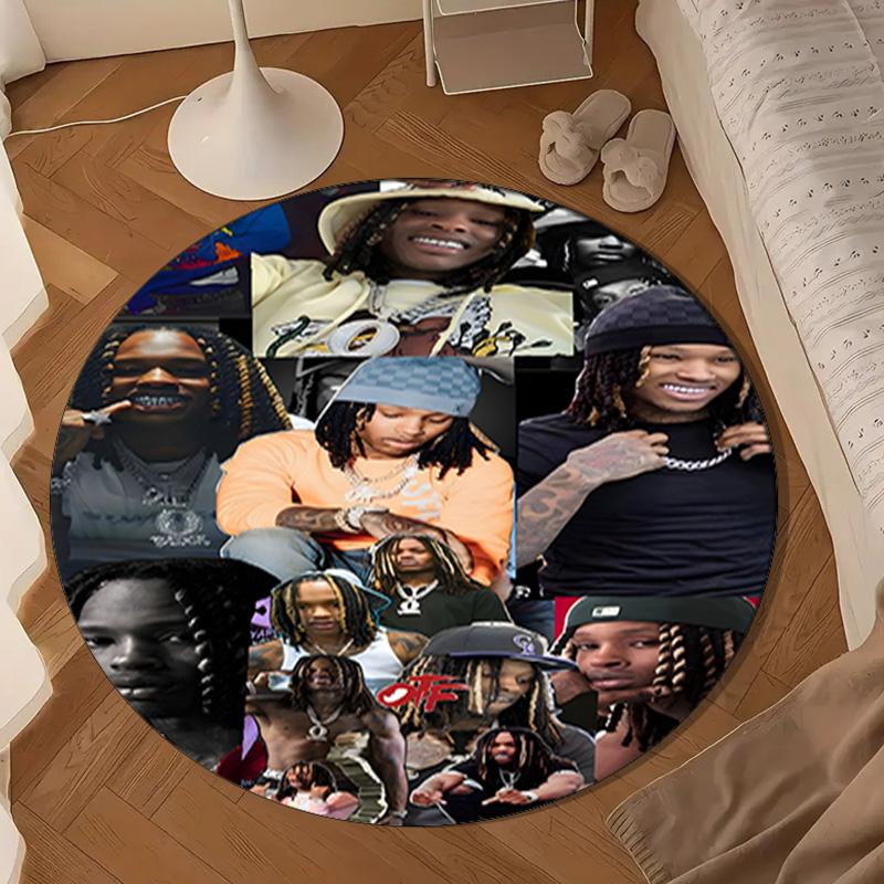 Rapper With Chains And Tattoos Round Rug for Livingroom,Bedroom, Palyroom, Chair Rug, Area rug, Circle Carpet, Large Size Fan Christmas gift