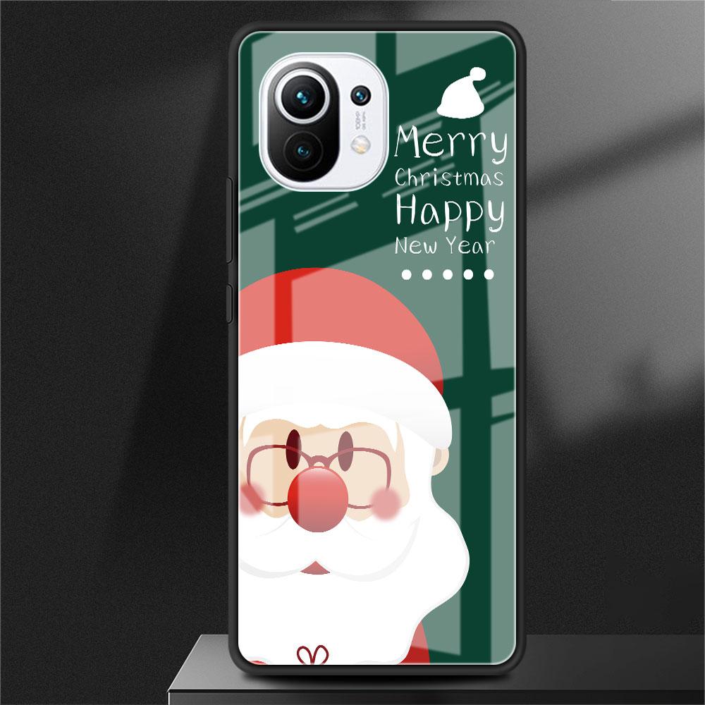 Стеклянный чехол для Xiaomi Poco X3 NFC 11 Lite 11T F3 M3 для Redmi Note 11 10 9 8 Pro 10S 9S 9A 9C Чехол для телефона Снеговик Рождество