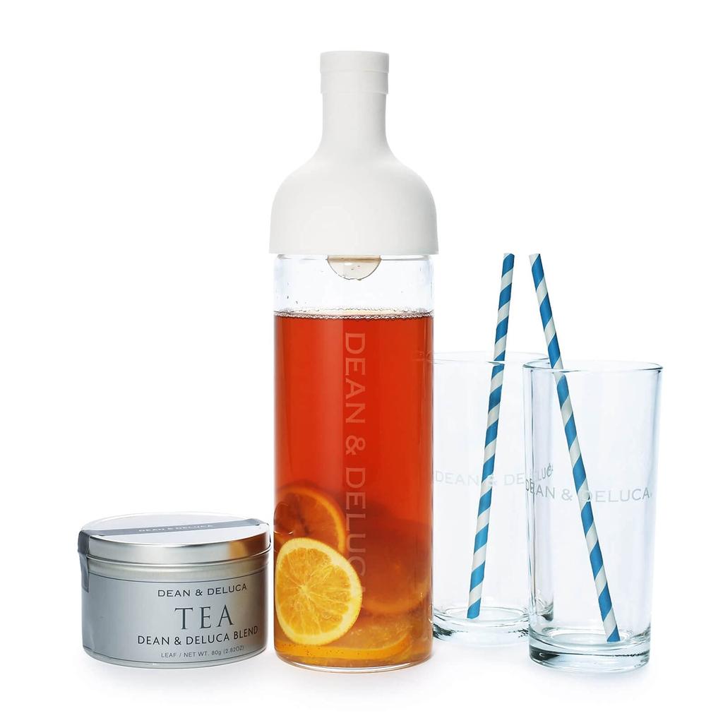 Бутылка Dean and DeLuca Filter-in, белая, 750 мл, стеклянная, для холодного заваривания кофе, чая, термостойкое стекло, сделано в Японии, 22 x 10 x 22 см