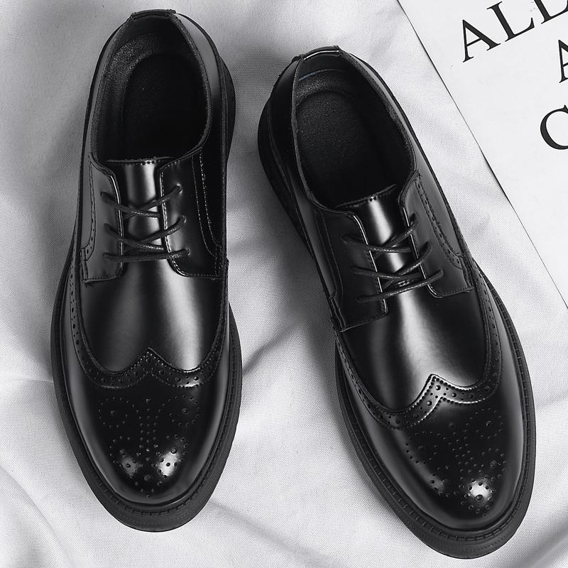 Модная офисная обувь для мужчин, повседневная обувь, дышащие кожаные мокасины для вождения, удобные черные броги в стиле ретро