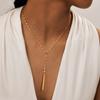 Luxury 18K Gold Plated Stackable Layered Lariat Necklace, Colorful Bead CZ Vertical Bar Dainty Jewelry Non Tarnish