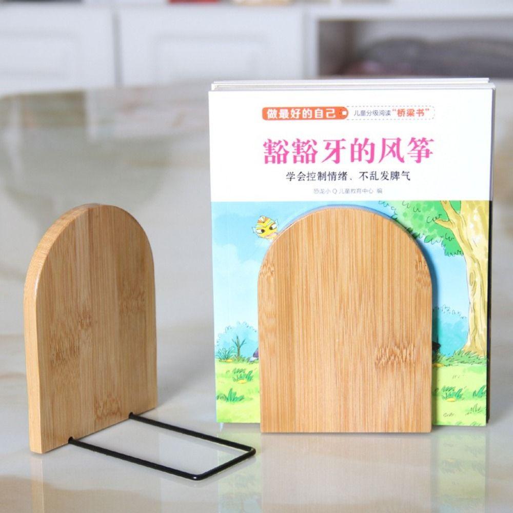 Desk Storage Desktop Organizer Student Stationary Wood Bookend Book Stand Bookshelf Book Holder
