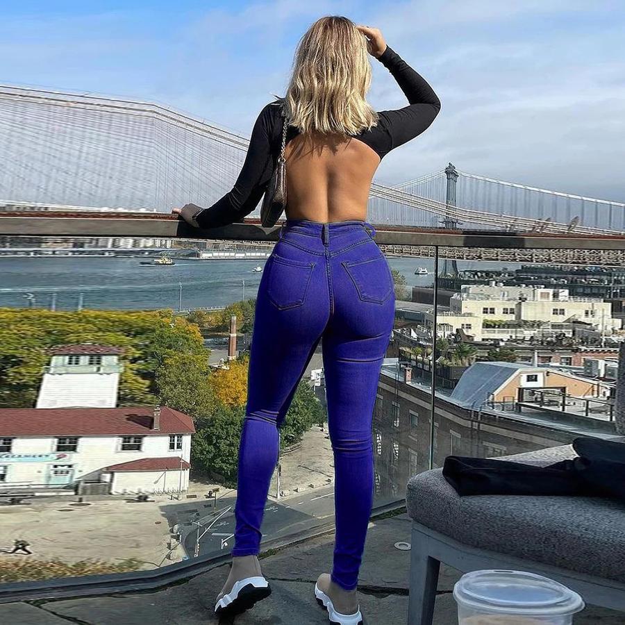 Сексуальные облегающие джинсы импортные большого размера джинсы в ветреном стиле женские брюки-карандаш эластичные в стиле Ins