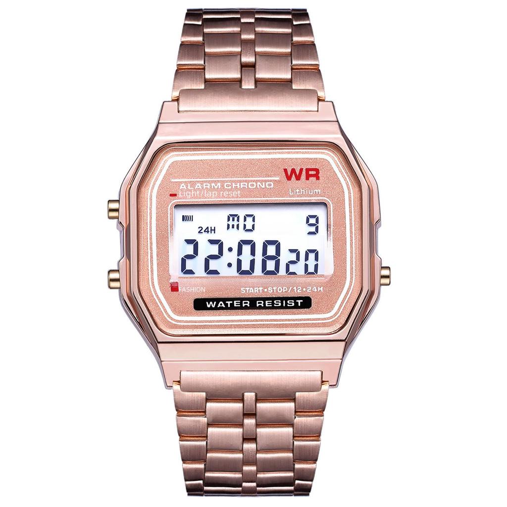 Unisex LED Digital Watch, WR F91W Steel Band, A159 Harajuku Style, Multifunctional Fashion Watch