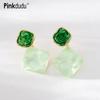 Fashion 2023 Water Ripple Green Square Drop Earrings Romantic Pink Acrylic Creative Earring for Women Jewelry PD1253