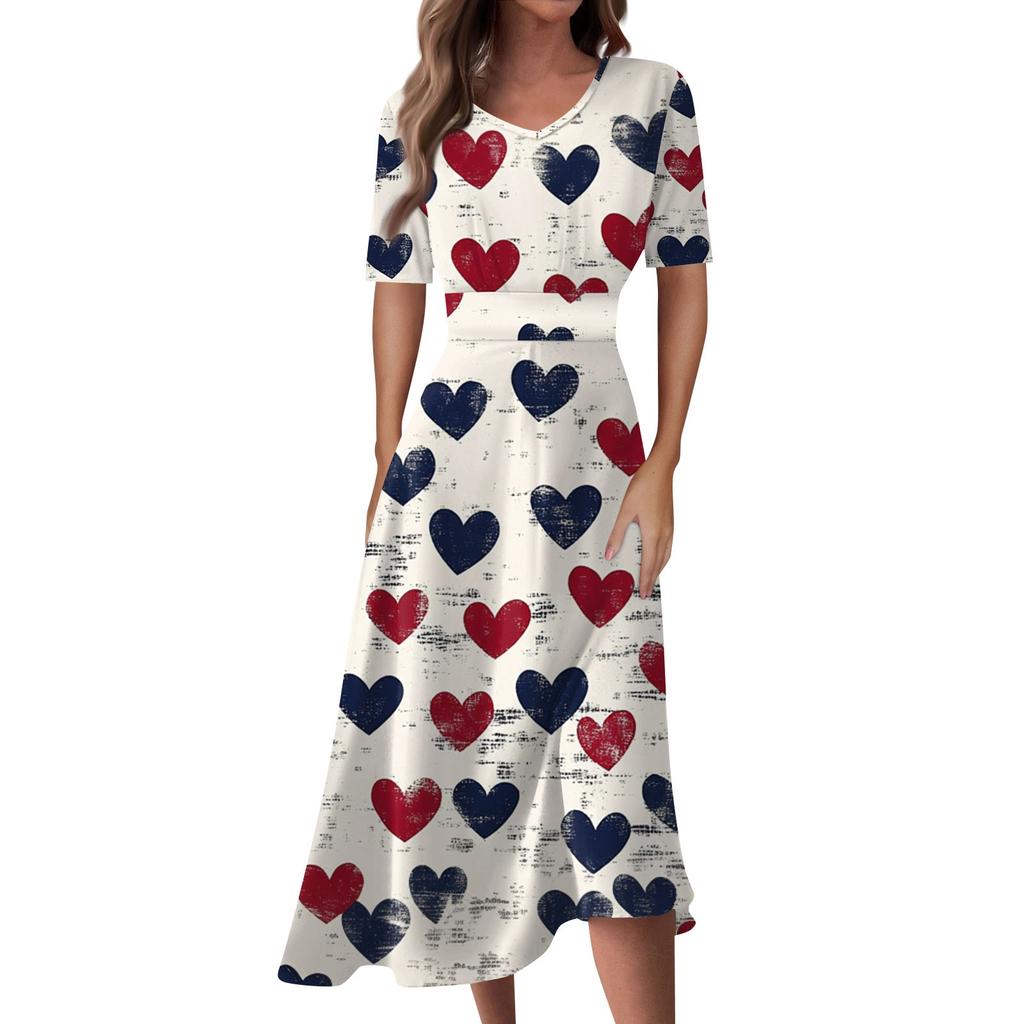 Женское повседневное модное длинное свободное платье с v-образным вырезом и коротким рукавом на талии