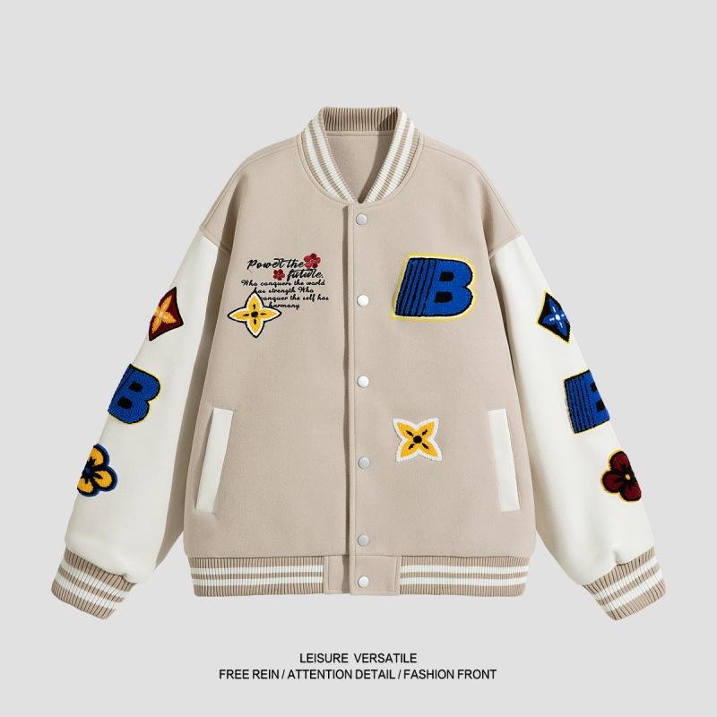 Spring Autumn Men Women Patchwork Baseball Couples Coats Harajuku High Street American Style Embroidery Flight Stand Collar Softshell Jacket